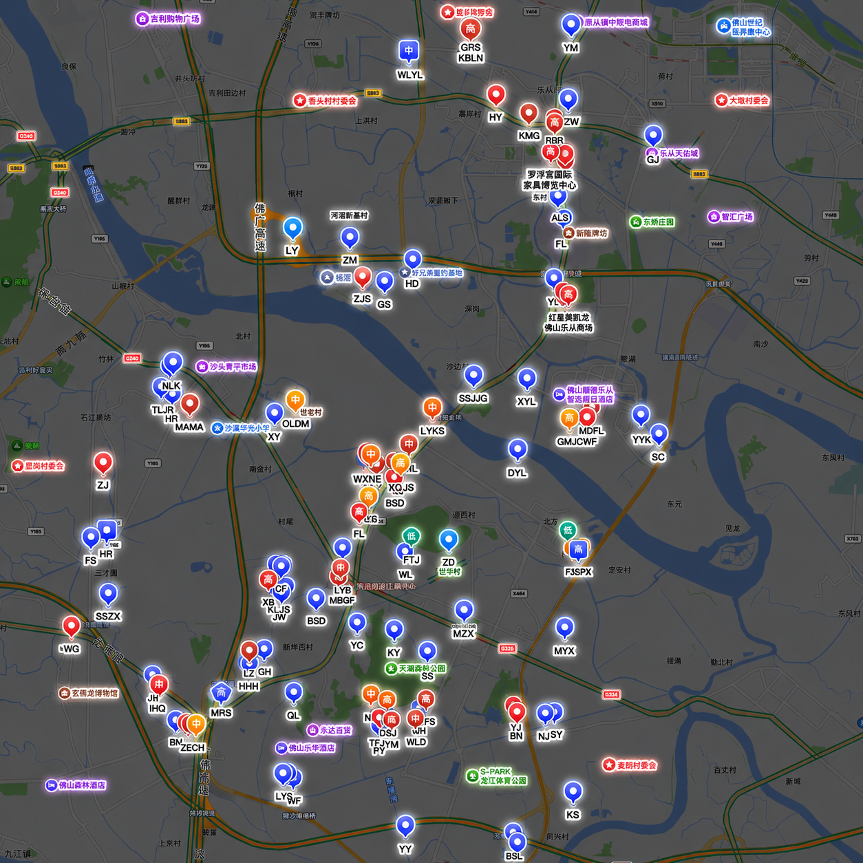 觅宅精选佛山供应链地图